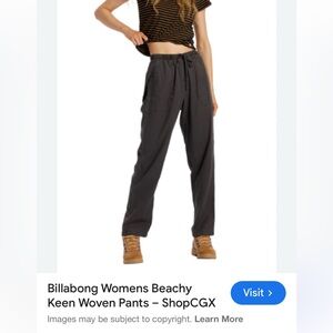 Billabong Women's Charcoal Drawstring Pants, Flowy and casual